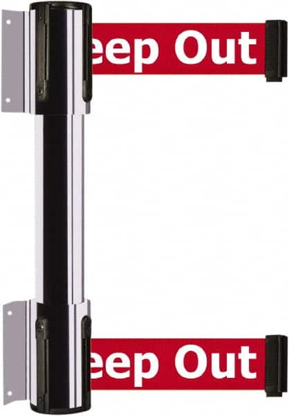 Tensator - 16.64" High x 156" Long x 3" Wide Barrier Dual Line Wall Mount - Steel, Polished Chrome Finish, Polished Chrome, Use with 898 Wall Receiver - Americas Industrial Supply