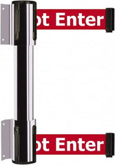 Tensator - 16.64" High x 89" Long x 3" Wide Barrier Dual Line Wall Mount - Steel, Polished Chrome Finish, Polished Chrome, Use with 898 Wall Receiver - Americas Industrial Supply
