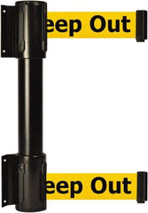 Tensator - 16.64" High x 89" Long x 3" Wide Barrier Dual Line Wall Mount - Steel, Black Powdercoat Finish, Black, Use with 898 Wall Receiver - Americas Industrial Supply