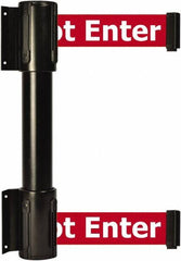 Tensator - 16.64" High x 89" Long x 3" Wide Barrier Dual Line Wall Mount - Steel, Black Powdercoat Finish, Black, Use with 898 Wall Receiver - Americas Industrial Supply