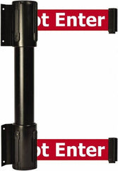 Tensator - 16.64" High x 156" Long x 3" Wide Barrier Dual Line Wall Mount - Steel, Black Powdercoat Finish, Black, Use with 898 Wall Receiver - Americas Industrial Supply