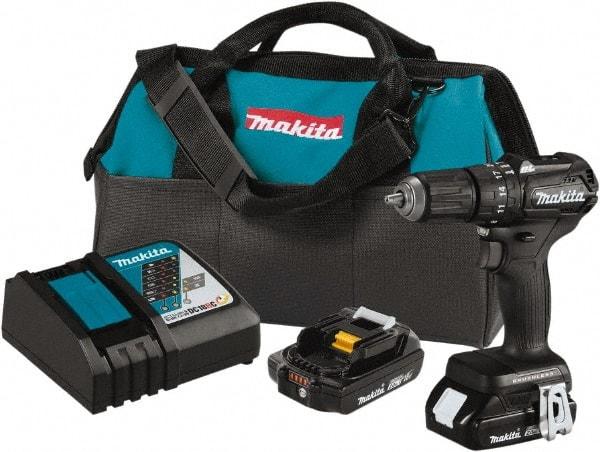 Makita - 18 Volt 1/2" Keyless Chuck Cordless Hammer Drill - 0 to 25,500 BPM, 0 to 1,700 RPM, Reversible - Americas Industrial Supply