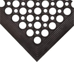 Wearwell - 10' Long x 3' Wide, Dry/Wet Environment, Anti-Fatigue Matting - Black, Natural Rubber with Rubber Base, Beveled on 4 Sides - Americas Industrial Supply