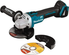 Makita - 5" Wheel Diam, 8,500 RPM, Cordless Angle & Disc Grinder - 5/8-11 Spindle, 18 Volts - Americas Industrial Supply