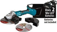 Makita - 9" Wheel Diam, 6,000 RPM, Cordless Angle & Disc Grinder - 5/8-11 Spindle, 18 Volts - Americas Industrial Supply