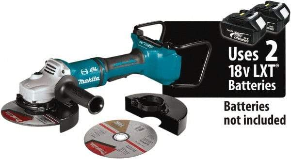 Makita - 7" Wheel Diam, 7,700 RPM, Cordless Angle & Disc Grinder - 5/8-11 Spindle, 18 Volts - Americas Industrial Supply