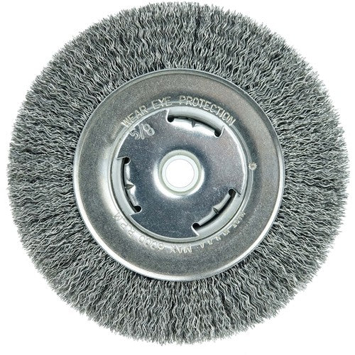 Vortec Pro 6″ Crimped Wire Wheel, .014″ Steel Fill, Wide Face, 5/8″-1/2″ Arbor Hole - Americas Industrial Supply