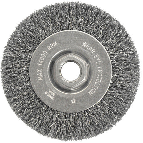 Vortec Pro 4″ Crimped Wire Wheel, .014″ Steel Fill, Narrow Face, 5/8″-11 UNC Nut - Americas Industrial Supply