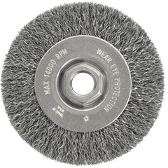 Vortec Pro 4″ Crimped Wire Wheel, .014″ Steel Fill, Narrow Face, 5/8″-11 UNC Nut - Americas Industrial Supply