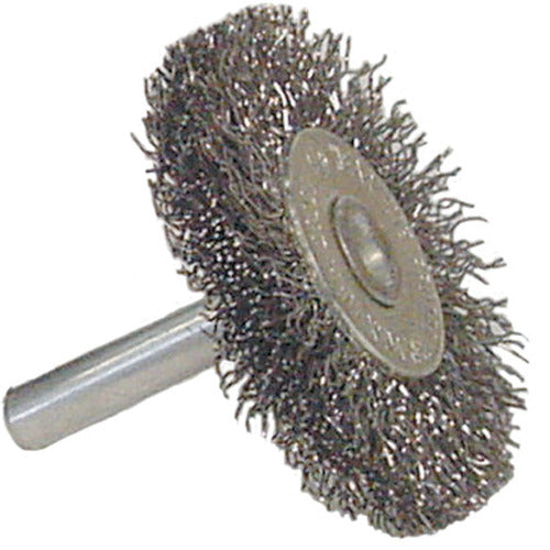 Vortec Pro 3″ Crimped Wire Wheel, Coarse Wire, 1/4″ Stem, Steel Wire - Americas Industrial Supply
