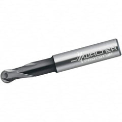 Walter-Prototyp - 8mm Diam, 8mm LOC, 2 Flute Solid Carbide Ball End Mill - TiAlN Finish, Single End, 72mm OAL, 10mm Shank Diam, Spiral Flute - Americas Industrial Supply