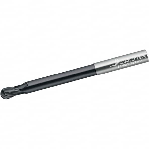Walter-Prototyp - 6mm Diam, 6mm LOC, 4 Flute Solid Carbide Ball End Mill - Diamond Finish, Single End, 100mm OAL, 6mm Shank Diam, Spiral Flute - Americas Industrial Supply