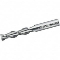 Walter-Prototyp - 1/2", 50.8mm LOC, 1/2" Shank Diam, 4-1/2" OAL, 2 Flute, Solid Carbide Square End Mill - Single End, Uncoated, Spiral Flute, 45° Helix, Centercutting, Right Hand Cut, Right Hand Flute - Americas Industrial Supply