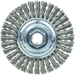 ‎Vortec Pro 4″ Knot Wire Wheel, Stringer Bead Twist, .020″ Steel Fill, 5/8″-11 UNC Nut - Americas Industrial Supply