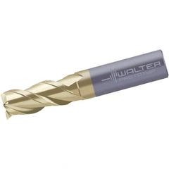 Walter-Prototyp - 5/8", 33.76mm LOC, 5/8" Shank Diam, 3-1/2" OAL, 3 Flute, Solid Carbide Square End Mill - Single End, TiAlN/ZrN Finish, Spiral Flute, 45° Helix, Centercutting, Right Hand Cut, Right Hand Flute - Americas Industrial Supply