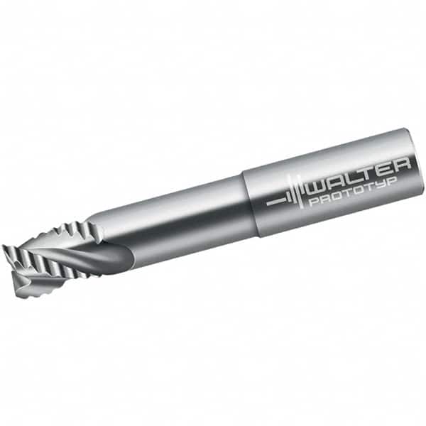 Walter-Prototyp - 6mm Diam, 10mm LOC, 3 Flute Solid Carbide Roughing Square End Mill - Uncoated, 63mm OAL, 8mm Shank Diam, Single End, Extended Reach, Centercutting, 40° Helix - Americas Industrial Supply