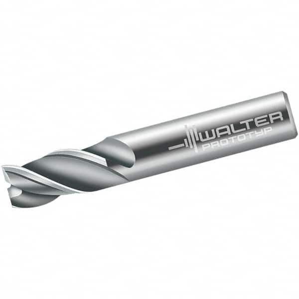 Walter-Prototyp - 12mm, 22mm LOC, 12mm Shank Diam, 83mm OAL, 3 Flute, Solid Carbide Square End Mill - Single End, Uncoated, Spiral Flute, 45° Helix, Centercutting, Right Hand Cut, Right Hand Flute - Americas Industrial Supply