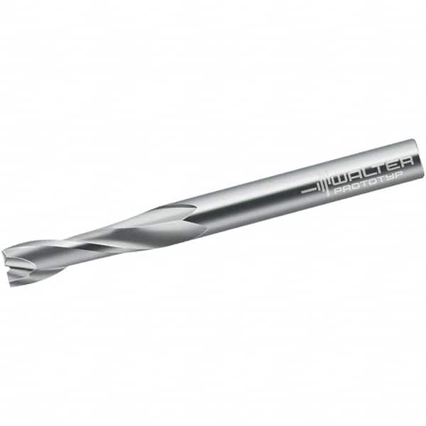 Walter-Prototyp - 8mm, 28mm LOC, 8mm Shank Diam, 80mm OAL, 2 Flute, Solid Carbide Square End Mill - Single End, Uncoated, Spiral Flute, 25° Helix, Centercutting, Right Hand Cut, Right Hand Flute - Americas Industrial Supply