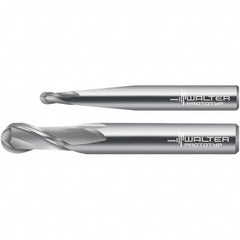 Walter-Prototyp - 12mm Diam, 22mm LOC, 2 Flute Solid Carbide Ball End Mill - Uncoated, Single End, 100mm OAL, 12mm Shank Diam, Spiral Flute - Americas Industrial Supply