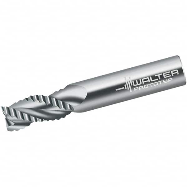 Walter-Prototyp - 10mm Diam, 22mm LOC, 3 Flute Solid Carbide Roughing Square End Mill - Uncoated, 72mm OAL, 10mm Shank Diam, Single End, Centercutting, 40° Helix - Americas Industrial Supply