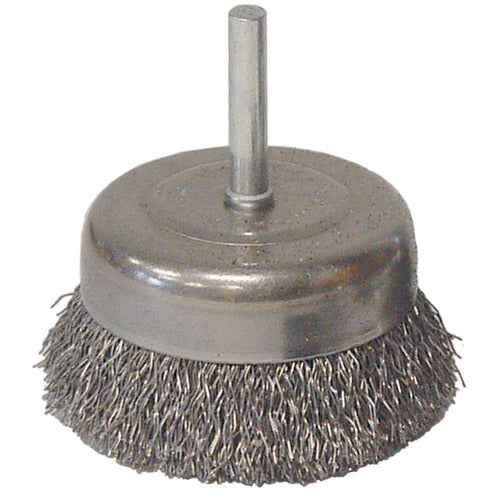 Vortec Pro 3″ Crimped Wire Cup Brush, .014″ Steel Fill, 1/4″ Stem - Americas Industrial Supply