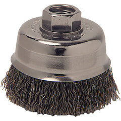 Vortec Pro 3″ Crimped Wire Cup Brush, .014″ Steel Fill, 5/8″-11 UNC Nut - Americas Industrial Supply