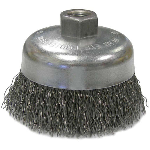 Vortec Pro 4″ Crimped Wire Cup Brush, .020″ Steel Fill, 5/8″-11 UNC Nut - Americas Industrial Supply