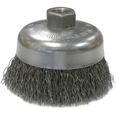 Vortec Pro 4″ Crimped Wire Cup Brush, .020″ Steel Fill, 5/8″-11 UNC Nut - Americas Industrial Supply