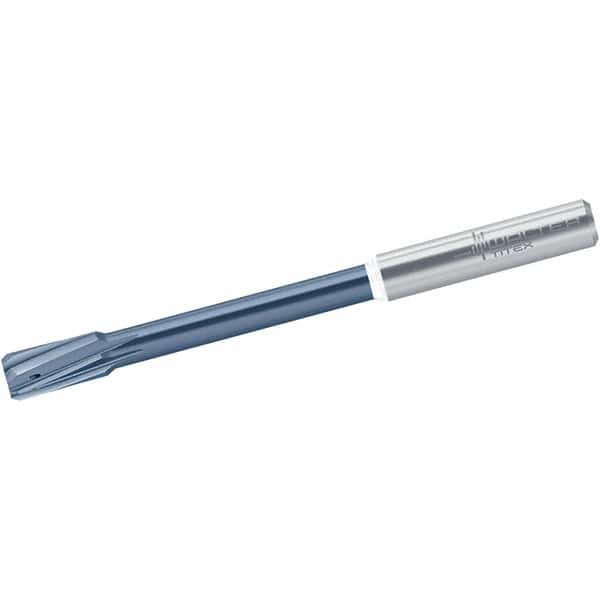 Walter-Titex - 4.5mm Solid Carbide 4 Flute Chucking Reamer - Spiral Flute, 6mm Straight Shank, 12mm Flute Length, 75mm OAL - Americas Industrial Supply