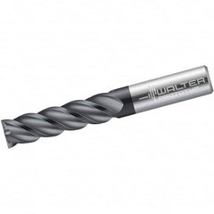 Walter-Prototyp - 3/8", 28.58mm LOC, 3/8" Shank Diam, 3" OAL, 4 Flute, Solid Carbide Square End Mill - Single End, TiAlN Finish, Spiral Flute, 45° Helix, Centercutting, Right Hand Cut, Right Hand Flute - Americas Industrial Supply
