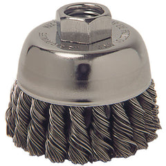 Vortec Pro 3″ Knot Wire Cup Brush, .020″ Steel Fill, 5/8″-11 UNC Nut - Americas Industrial Supply