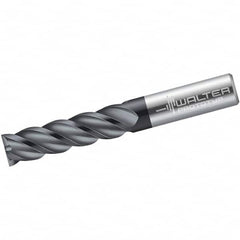 Walter-Prototyp - 3/8", 44.45mm LOC, 3/8" Shank Diam, 4" OAL, 4 Flute, Solid Carbide Square End Mill - Single End, TiAlN Finish, Spiral Flute, 45° Helix, Centercutting, Right Hand Cut, Right Hand Flute - Americas Industrial Supply