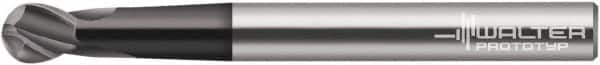 Walter-Prototyp - 10mm Diam, 11mm LOC, 4 Flute Solid Carbide Ball End Mill - TiAlN Finish, Single End, 100mm OAL, 10mm Shank Diam, Spiral Flute - Americas Industrial Supply