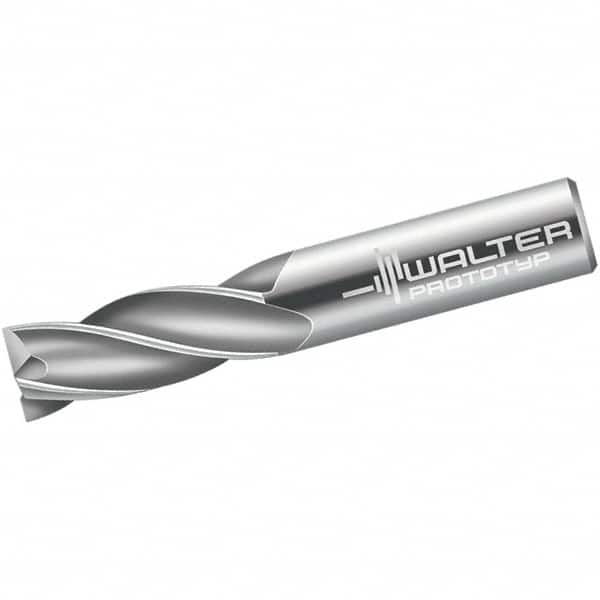 Walter-Prototyp - 3.5mm, 10mm LOC, 6mm Shank Diam, 57mm OAL, 4 Flute, Solid Carbide Square End Mill - Single End, Uncoated, Spiral Flute, 30° Helix, Centercutting, Right Hand Cut, Right Hand Flute - Americas Industrial Supply