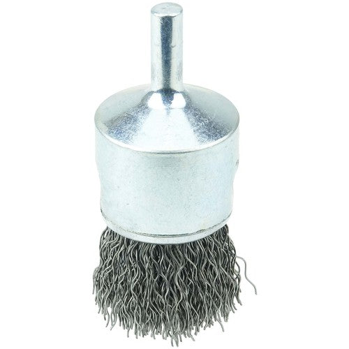 Vortec Pro 1″ Crimped Wire End Brush, .014″ Steel Fill, 1/4″ Stem - Americas Industrial Supply