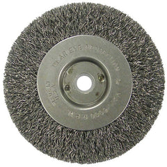 Vortec Pro 4″ Crimped Wire Wheel, .014″ Steel Fill, Narrow Face, 1/2″-3/8″ Arbor Hole - Americas Industrial Supply