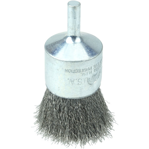 Vortec Pro 1″ Crimped Wire End Brush, .006″ Stainless Steel Fill, 1/4″ Stem - Americas Industrial Supply
