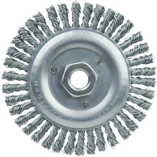Vortec Pro 5″ Knot Wire Wheel, Stringer Bead Twist, .020″ Steel Fill, 5/8″-11 UNC Nut - Americas Industrial Supply