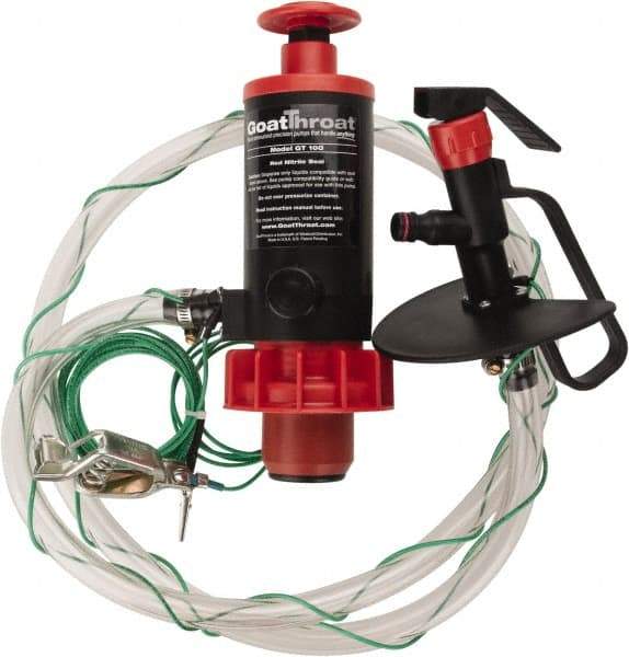 GoatThroat Pumps - 3/8" Outlet, 4 GPM, Polypropylene Hand Operated Transfer Pump - 56" OAL, For up to 55 Gal Drums, For Class I & II Flammable & Combustible Liquids - Americas Industrial Supply