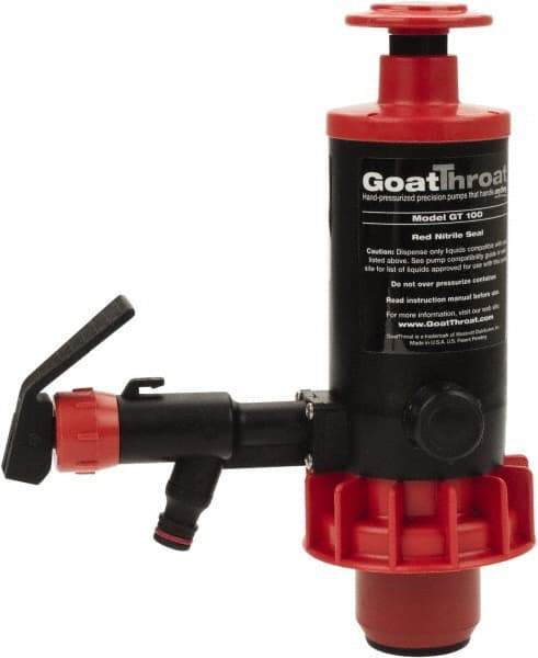 GoatThroat Pumps - 3/8" Outlet, 4 GPM, Polypropylene Hand Operated Transfer Pump - 56" OAL, For up to 55 Gal Drums, For Lightweight Oils & Petroleum Fluids with Flash Point Above 100°F (e.g., Diesel Fuel & Kerosene) - Americas Industrial Supply