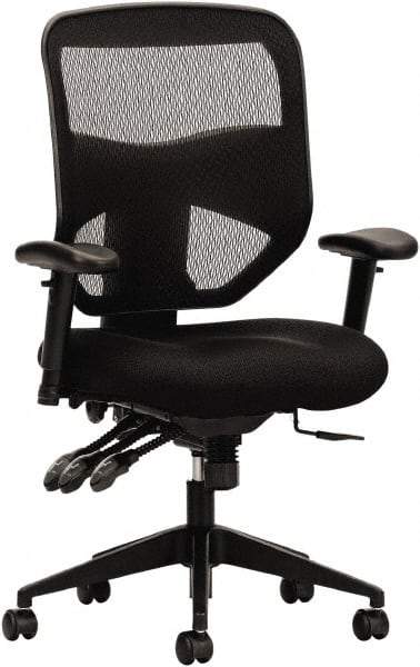 Basyx - 44-1/2" High High Back Chair - 30" Wide x 26" Deep, Padded Mesh Seat, Black - Americas Industrial Supply