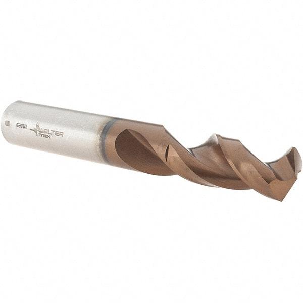 Walter-Titex - 1/2" 130° Parabolic Flute Cobalt Screw Machine Drill Bit - AlCrN Finish, Right Hand Cut, 51mm Flute Length, 102mm OAL, Conical+U Point, Straight Shank - Americas Industrial Supply