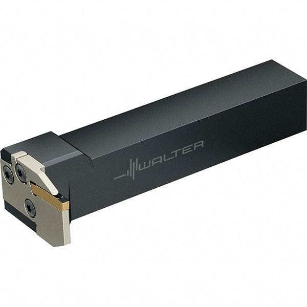 Walter - External Thread, 0.4724" Max Depth of Cut, 2mm Min Groove Width, 139.8mm OAL, Left Hand Indexable Grooving Cutoff Toolholder - 25mm Shank Height x 25mm Shank Width, GX16-1E.. Insert Style, NCLE Toolholder Style - Americas Industrial Supply