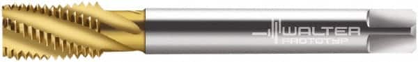 Walter-Prototyp - M14x1.50 Metric Fine 5 Flute 6HX Bottoming Spiral Flute Tap - Cobalt, TiN Finish, 100mm OAL, Right Hand Flute, Right Hand Thread, Series 2156315 - Americas Industrial Supply