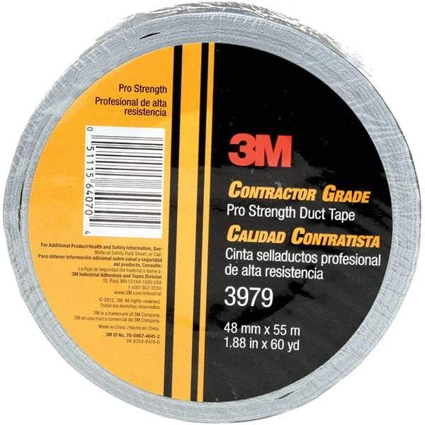 3M - 60 Yds Silver Duct Tape - 8 mil, Rubber Adhesive - Americas Industrial Supply