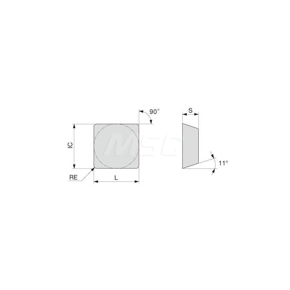 Turning Insert:  SPMN321 T5115,  Solid Carbide TiCN, Al2O3 & TiN Finish,  Neutral,  3/8″ Inscribed Circle,  0.0160″ Corner Radius,  90.0 &deg N/A Square,  Series  SPMN