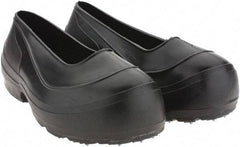 Winter Walking - Men's 2XL (Women's XL) Chemical Resistant Overshoes - 4" High, Plain Toe, Cleated Sole, Polyurethane Upper, Black - Americas Industrial Supply