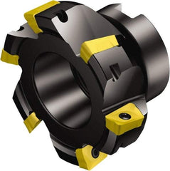Sandvik Coromant - 9 Inserts, 4" Cut Diam, 1-1/2" Arbor Diam, 0.6181" Max Depth of Cut, Indexable Square-Shoulder Face Mill - 90° Lead Angle, 1.969" High, R390-17.. Insert Compatibility, Series CoroMill 390 - Americas Industrial Supply