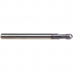 Emuge - 4mm Diam, 8mm LOC, 2 Flute Solid Carbide Ball End Mill - TiAlN Finish, Single End, 75mm OAL, 6mm Shank Diam, Ball Flute - Americas Industrial Supply