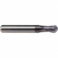 Emuge - 7mm Diam, 11mm LOC, 2 Flute Solid Carbide Ball End Mill - TiAlN Finish, Single End, 58mm OAL, 8mm Shank Diam, Ball Flute - Americas Industrial Supply